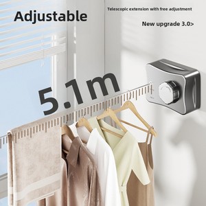 Corde à linge rétractable robuste invisible en acier inoxydable épaissi, gain de place pour salle de bain, vente directe usine - Product Image 2