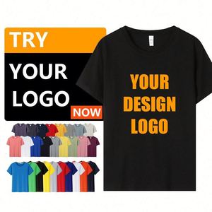 Camiseta Clásica al por Mayor con Cuello Redondo, Camisetas Baratas 100% Algodón, Impresión Personalizada con Logotipo, Camiseta Blanca Lisa de Algodón y Poliéster - Product Image 1