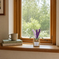 Vente en gros : Poupée fleur en crochet lavande, motif végétal positif et émotionnel, tricotée à la main, avec carte de message, cadeau, décoration pour la maison, le bureau et le bureau de travail