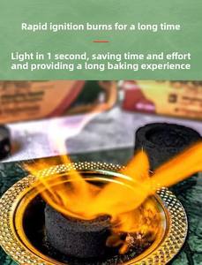 Noir arabe 50mm rond 4 trous <span class=keywords><strong>Chicha</strong></span> Shisha Sheesha Bukhoor narguilé <span class=keywords><strong>charbon</strong></span> éclairage rapide longue combustion qualité supérieure - Product Image 2