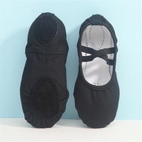 Chaussons de ballet pour filles, dessus en toile, semelle extérieure en cuir, chaussures plates souples pour la danse acrobatique en intérieur