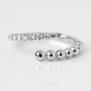 ROXI 925 Sterling Silver Beads Diamond Adjustable <b>Open</b> <b>Ring</b> in 18k Gold Plated - Product Image 2