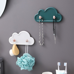 Cloud Shaped Double Hook Wall Mount Self Adhesive No Drilling Required Bathroom Key Holder Multi Color Options - Product Image 2
