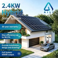 Système solaire hybride 2,4 kW avec logo personnalisé, batterie LiFePO4 24 V, onduleur MPPT, kit PV pour usage domestique et commercial, service OEM, garantie 25 ans