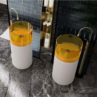 Lavabo sur pied en céramique rouge de luxe pour salle de bain