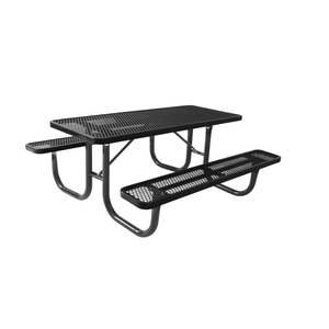 <span class=keywords><strong>Table</strong></span> de pique-nique en métal commerciale d'extérieur 72 pouces 96 pouces <span class=keywords><strong>avec</strong></span> banc, mobilier de jardin, <span class=keywords><strong>table</strong></span> à manger en acier, <span class=keywords><strong>table</strong></span> de café de patio <span class=keywords><strong>avec</strong></span> trou pour parasol - Product Image 4