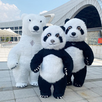 QUTENG 2,6 m Costume de mascotte gonflable personnalisé Ours polaire, Ours en peluche gonflable ambulant pour la publicité événementielle