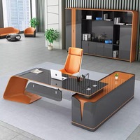 Meubles de bureau modernes haut de gamme, panneau en bois peint, bureau du PDG et du président pour usage administratif, bureau d'ordinateur