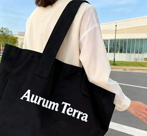 Women's Extra <b>Large</b> Reusable Cotton Canvas Tote Shopping Bag with Custom Logo Zipper Pockets Long Rope Handle - Product Image 1