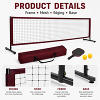 Kit de filet de pickleball portable avec filet résistant aux intempéries, tubes en acier détachables et sac de rangement pratique