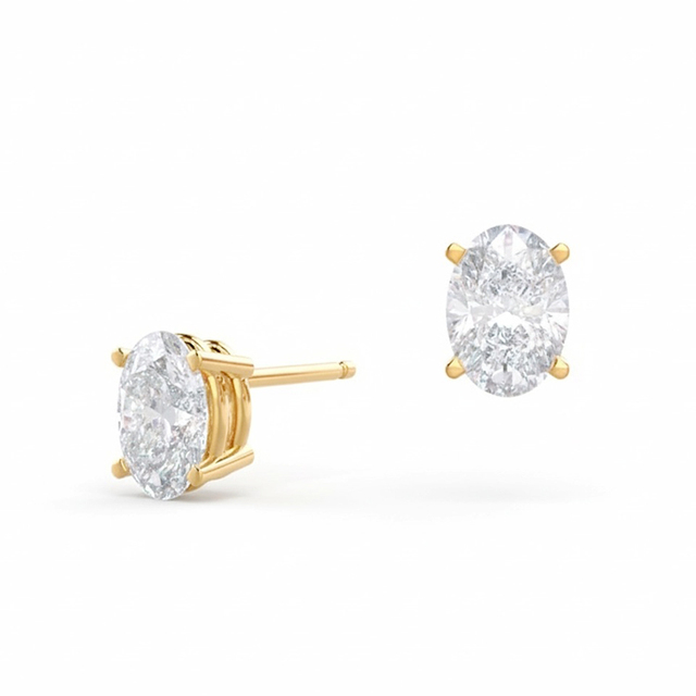 Custom  IGI Certified Lab Grown Diamond Sustainable Stud Earrings Solid Gold Fine Jewelry Design Women