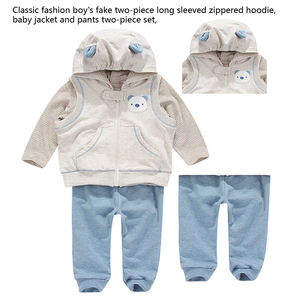 Ensemble personnalisé pour bébés <span class=keywords><strong>et</strong></span> nouveau-nés en coton biologique veste à capuche zippée manteau <span class=keywords><strong>t</strong></span>-<span class=keywords><strong>shirt</strong></span> <span class=keywords><strong>et</strong></span> pantalon ensemble de 3 pièces - Product Image 6