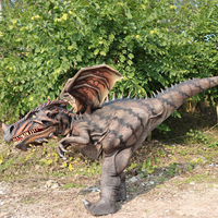 Costume de dragon/dinosaure réaliste grandeur nature personnalisé avec ailes métalliques pour adultes, idéal pour les aventures en intérieur/extérieur, centres commerciaux et écoles