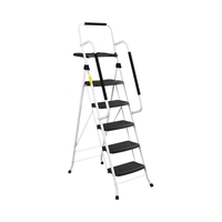 Échelle pliable en acier robuste avec plateau à outils, 5 marches, noire, antidérapante, en plastique, pour usage extérieur et salle de bain – Sélection sur mesure