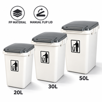 Série de poubelles manuelles à couvercle rabattable en plastique 20L 30L 50L pour cuisine, buanderie, garage