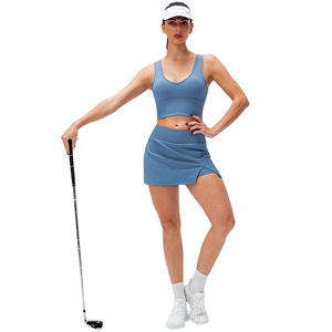 Neuestes Zweiteiliges Set mit Eigenem Logo: Sexy BH mit Zwei Tragemöglichkeiten und Shorts-Minirock für Tennis, Sport, Fitness und Golf - Product Image 1