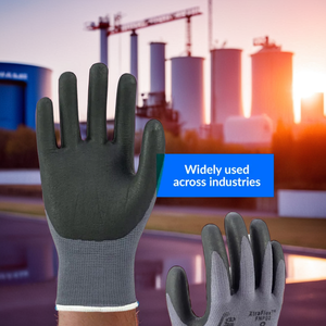 Gants de travail robustes pour champs pétrolifères avec protection contre les chocs et conception de la paume en nitrile résistant aux coupures - Product Image 1