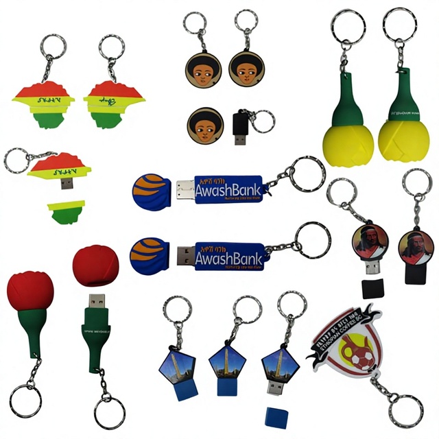 OEM Logo PVC Keychains Shape USB 2.0 3.0 Flash Drive 4gb 8gb 16gb 32gb 64gb Memory Storage U Disk Otg USB C Pendrive Gift Custom