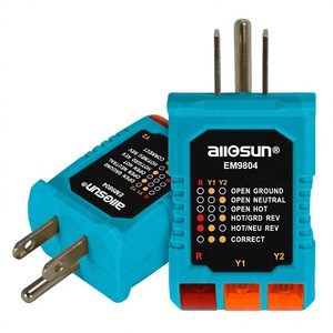 ALLOSUN Analizador de Enchufes Eléctricos de Alta Precisión, Probador de Circuitos de 95-125 VCA, Detector de Cableado con Fallos, 6 LED Visuales - Product Image 1