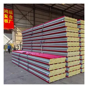中国制造商防火岩棉绝缘夹芯板洁净室岩棉夹芯板