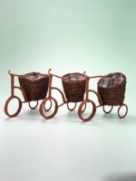 Jardinière en rotin sculptée à la main en forme de tricycle, style américain, pour décoration intérieure/extérieure