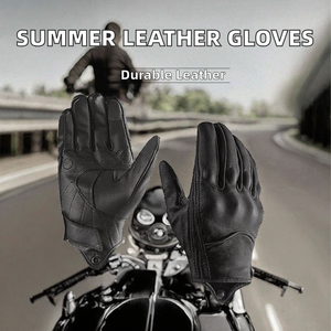 Gants de moto d'été en cuir, ignifuges, respirants, à doigts entiers, décontractés, pour l'extérieur, unisexes - Product Image 2