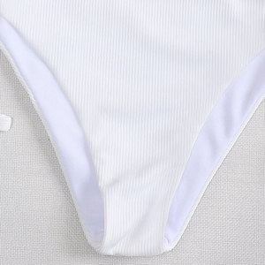 Bikini estivo da spiaggia da donna a vita alta con Design Sexy Modulare pendente con sezione collo tinta unita traspirante a triangolo con stampa sul baule da nuoto - Product Image 4