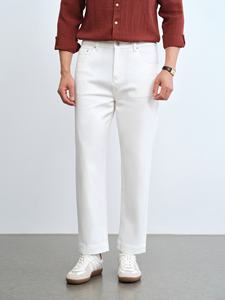 بنطلون جينز رجالي أبيض من الرامي بتصميم كلاسيكي أنيق للخريف، سروال كاجوال بسيط متعدد الاستخدامات مصنوع في الصين - Product Image 3