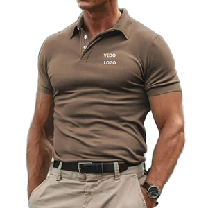 Camiseta Polo de Algodón 100% de Alto Gramaje para Hombre, Estampado de Gamuza, Tejido Holgado, Manga Corta, Medio Cierre de Botones, Patrón Sólido Personalizado, 180 Largo - Product Image 1