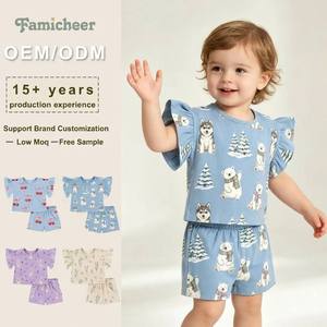 Completo Estivo per Bambine con Collo Rifinito, Resistente allo Sbiadimento e Antirestringimento, Morbido al Tatto, Maniche Corte e Pantaloncini, per Casa e Gioco Quotidiano - Product Image 1
