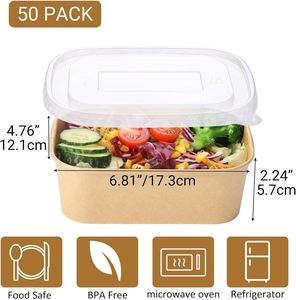 Tazón de Ensalada Rectangular Desechable Ecológico para Llevar, de Papel Kraft - Product Image 2
