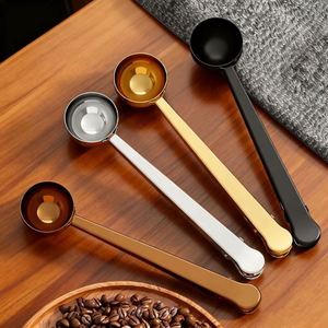 Kitchen Stainless Steel Herb Powder Scoop Plated Tea Coffee <b>Measure</b> <b>Spoon</b> with Bag Clamp Clip 15ml - Product Image 1