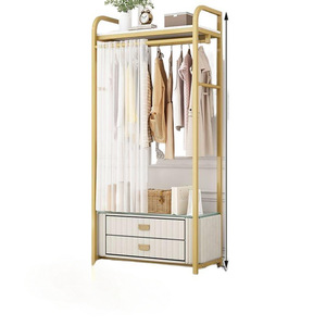Hua Cheng <b>Clothes</b> <b>Rack</b> With Drawer Modern Design For Bedroom Bathroom Home Storage Furniture Solid Wood Stainless Steel - Product Image 1