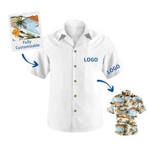 Camisa hawaiana de manga corta para hombre, camisa de playa Tropical con estampado completo personalizado, tejido elástico de 4 vías, cuello abotonado - Product Image 6