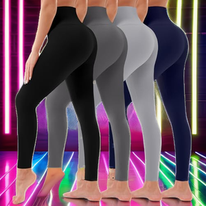 Leggings sportifs confortables à taille haute en tissu tissé Spandex/Nylon pour femmes - Longueur cheville - Product Image 2