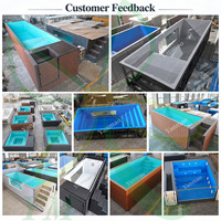 Piscine hors sol en fibre de verre, structure modulaire préfabriquée en FRP, aspect bois, pour terrasse d'hôtel, jacuzzi extérieur.