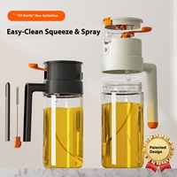 Botol semprot rumah tangga, panci minyak kaca 650ML tujuan ganda dengan aliran & atomisasi terintegrasi dan alat bumbu