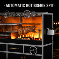 Barbecue au charbon de bois argentin multifonctionnel, grillades au feu de bois, construction en acier inoxydable, surface de cuisson antiadhésive