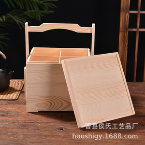Caja de regalo de madera hecha a mano, rectangular, de pino, multicapa, para envasar frutas secas y pasteles, hecha a medida. - Product Image 3