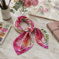 Écharpe carrée en polyester à motif floral personnalisé 90x90cm, accessoire de cou imprimé OEM ODM pour femme