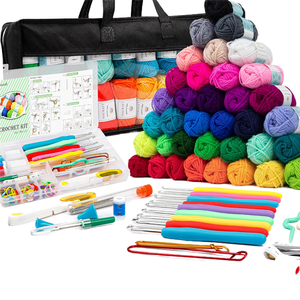 LQ260932 INSCRAFT 113 Piece <b>Crochet</b> <b>Kit</b> with Yarn Set\u2013 1600 Yards Assorted for Knitting and , 73PCS Accessories - Product Image 1