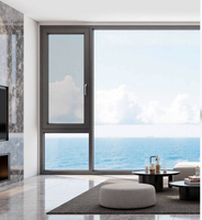 Ventanas de Aluminio de Alta Eficiencia Resistentes al Viento, Venta al por Mayor, Seguras, Duraderas, Modernas, Ventanas Abatibles con Marco de Aluminio y Doble Vidrio