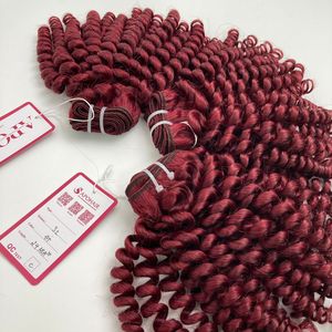 Lot de mèches de cheveux humains vierges rouges, double tirage, cuticules alignées, bouclés profonds, tissage à double trame, confectionné à la machine - Product Image 3