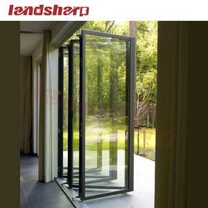 Landsharp Varanda Exterior Pátio 6 + 12Ar + 6 Low E Vidro Duplo Porta de Entrada Preta Casa Alumínio Deslizante Bi-Folding Door - Product Image 3