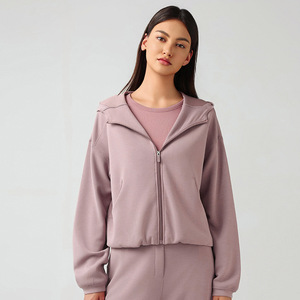 Vêtements d'équitation pour femmes, veste à capuche zippée, produit d'automne pour femmes, sweat-shirt décontracté ample, veste d'équitation pour le fitness - Product Image 3