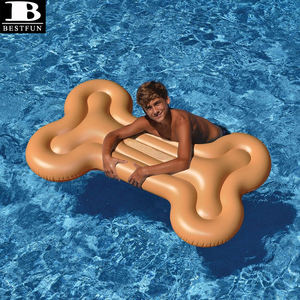 Matelas flottant <span class=keywords><strong>gonflable</strong></span> en PVC robuste en forme d'os pour piscine, marron, pour enfants et adultes - Product Image 4