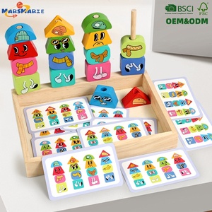 Caja <span class=keywords><strong>de</strong></span> Juguetes Apilable <span class=keywords><strong>de</strong></span> Madera con Accesorios <span class=keywords><strong>de</strong></span> 4 Estilos para Vestir y Expresar Meme, con Tarjetas <span class=keywords><strong>de</strong></span> Desafío <span class=keywords><strong>de</strong></span> Doble Cara, Juguetes para Niños - Product Image 1