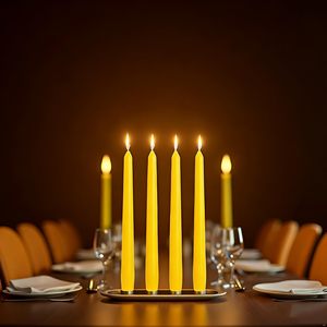 Bougies coniques jaunes Oshine de 10 pouces, sans gouttes, sans fumée, non parfumées, à combustion longue durée, pour fêtes d'anniversaire, mariages, dîners, décoration de la maison - Product Image 4