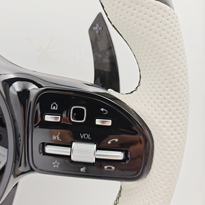Volante Deportivo de Cuero Blanco con Fibra de Carbono Forjada e Iluminación LED para <span class=keywords><strong>Mercedes</strong></span> <span class=keywords><strong>BENZ</strong></span> W204 W205 W212 W213 W221 W222 GLC 250d C253 X253 <span class=keywords><strong>43</strong></span> <span class=keywords><strong>AMG</strong></span> <span class=keywords><strong>AMG</strong></span> - Product Image 5