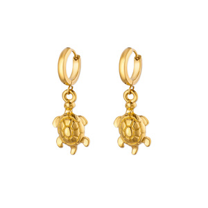 Minimalist Okyanus Titanyum Çelik 18 Ayar Gerçek Altın Kaplama Kaplumbağa Akuamarin Sallantılı Küpeler Kadınlar İçin Kararmaya Dayanıklı - Product Image 6